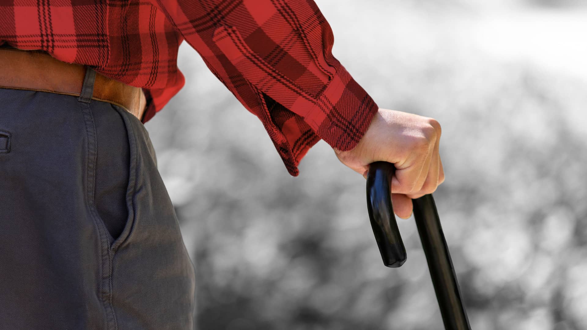 hand on a cane